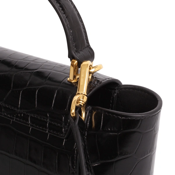 Ateliers Auguste Mini Marly in Black Croco-Embossed Leather Shoulder Bag, view 3