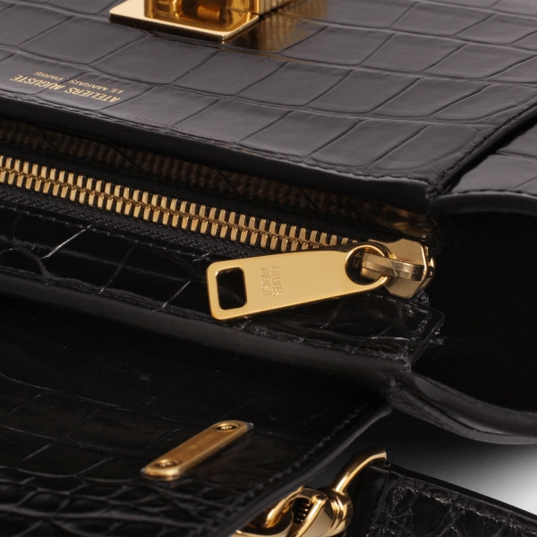 Ateliers Auguste Mini Marly in Black Croco-Embossed Leather Shoulder Bag, view 4