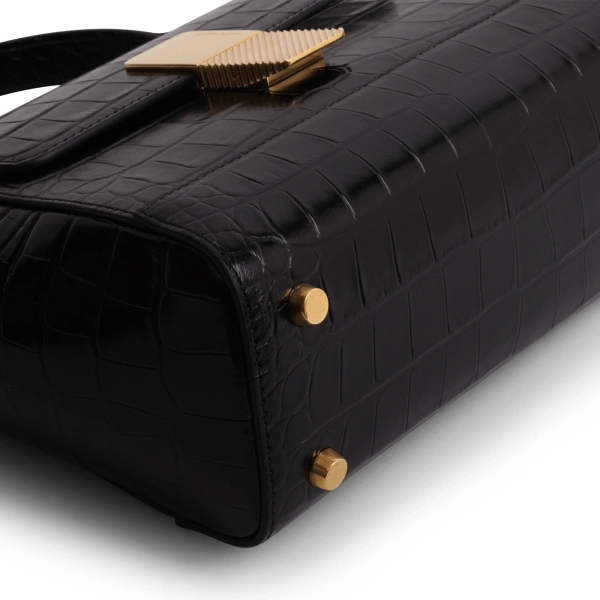 Ateliers Auguste Mini Marly in Black Croco-Embossed Leather Shoulder Bag, view 6