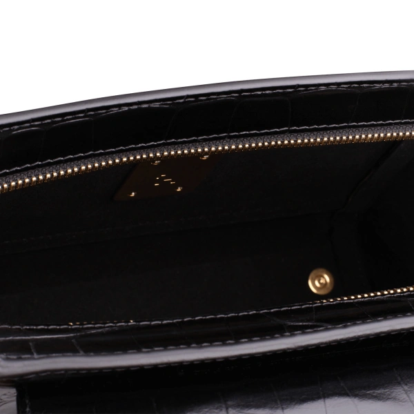 Ateliers Auguste Mini Marly in Black Croco-Embossed Leather Shoulder Bag, view 7