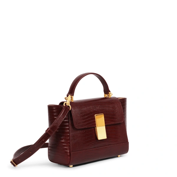 Ateliers Auguste Mini Marly in Burgundy Lizard-Embossed Leather Shoulder Bag, view 2