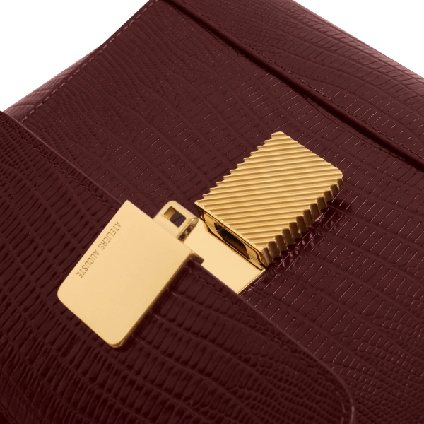 Ateliers Auguste Mini Marly in Burgundy Lizard-Embossed Leather Shoulder Bag, view 3