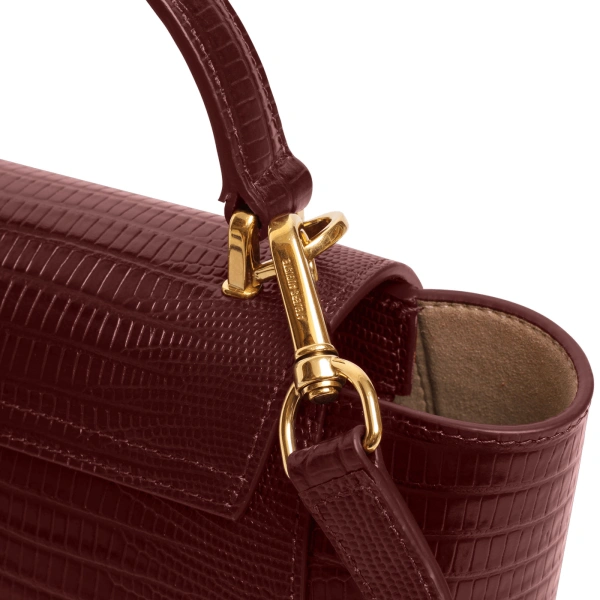 Ateliers Auguste Mini Marly in Burgundy Lizard-Embossed Leather Shoulder Bag, view 4