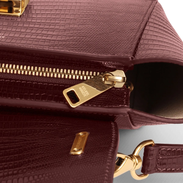 Ateliers Auguste Mini Marly in Burgundy Lizard-Embossed Leather Shoulder Bag, view 5