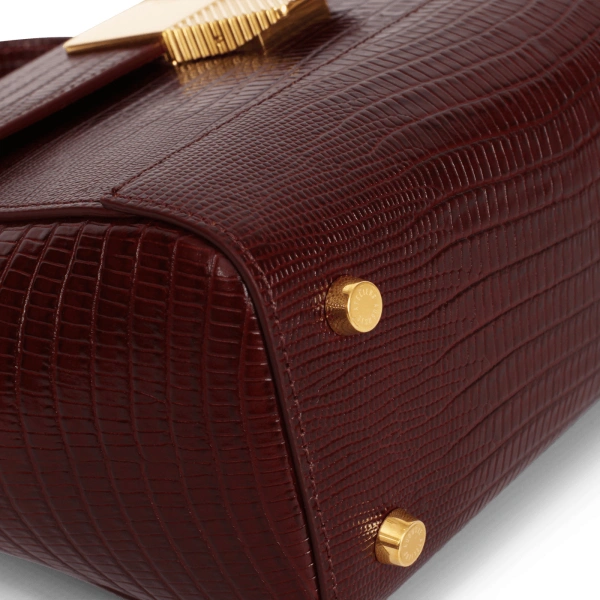 Ateliers Auguste Mini Marly in Burgundy Lizard-Embossed Leather Shoulder Bag, view 6
