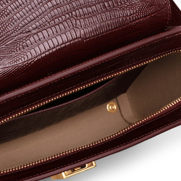 Ateliers Auguste Mini Marly in Burgundy Lizard-Embossed Leather Shoulder Bag, view 7