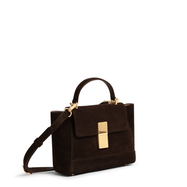 Ateliers Auguste Mini Marly in Chocolate Suede Shoulder Bag, view 2