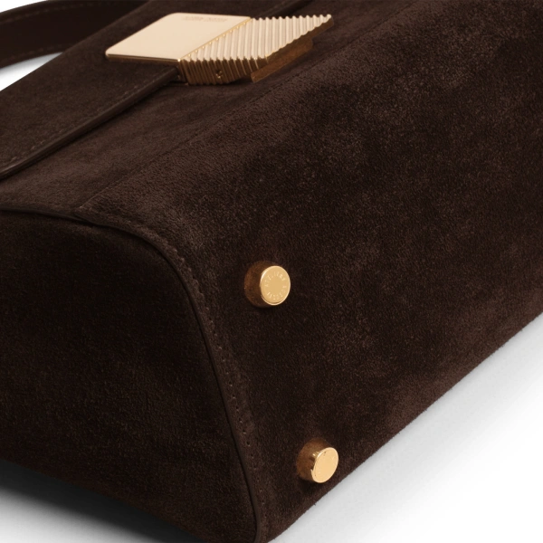 Ateliers Auguste Mini Marly in Chocolate Suede Shoulder Bag, view 3