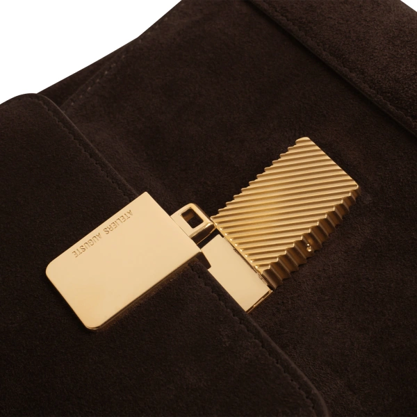 Ateliers Auguste Mini Marly in Chocolate Suede Shoulder Bag, view 4