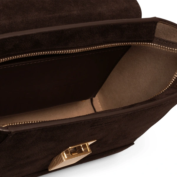 Ateliers Auguste Mini Marly in Chocolate Suede Shoulder Bag, view 7