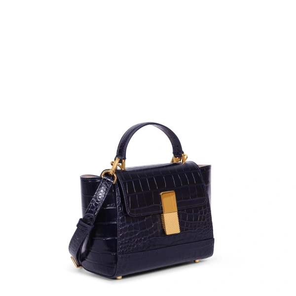 Ateliers Auguste Mini Marly in Midnight Blue Croco-Embossed Leather Shoulder Bag, view 2