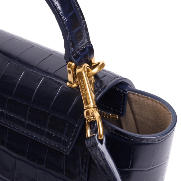 Ateliers Auguste Mini Marly in Midnight Blue Croco-Embossed Leather Shoulder Bag, view 5