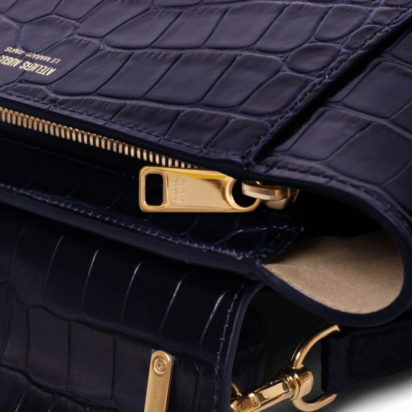 Ateliers Auguste Mini Marly in Midnight Blue Croco-Embossed Leather Shoulder Bag, view 6