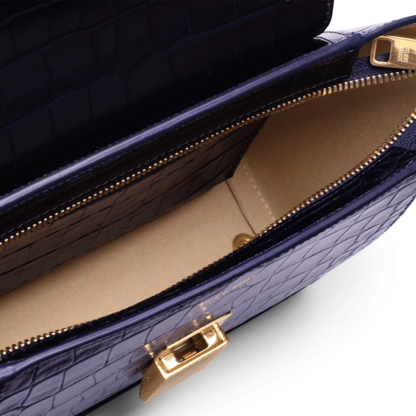 Ateliers Auguste Mini Marly in Midnight Blue Croco-Embossed Leather Shoulder Bag, view 7