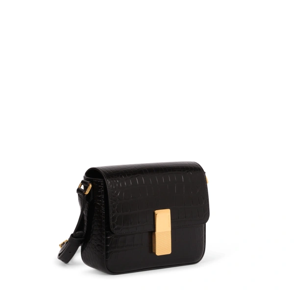Ateliers Auguste Mini Monceau in Black Croco-Embossed Leather Mini Bag, view 2