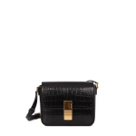 Ateliers Auguste Mini Monceau in Black Croco-Embossed Leather Mini Bag
