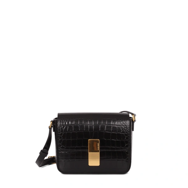 Mini Monceau in Black Croco-Embossed Leather