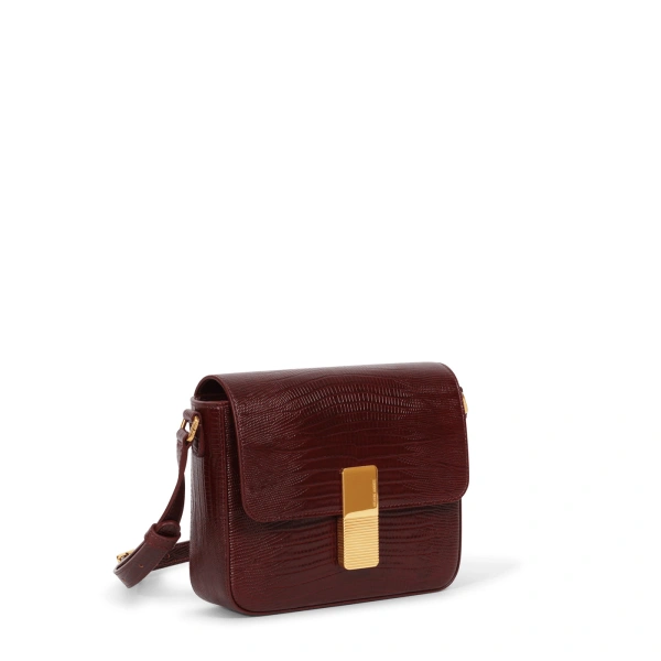 Ateliers Auguste Mini Monceau in Burgundy Lizard-Embossed Leather Mini Bag, view 2