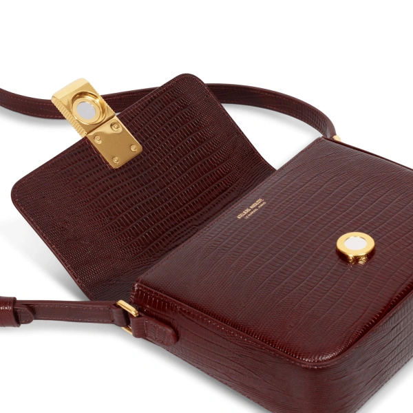 Ateliers Auguste Mini Monceau in Burgundy Lizard-Embossed Leather Mini Bag, view 3