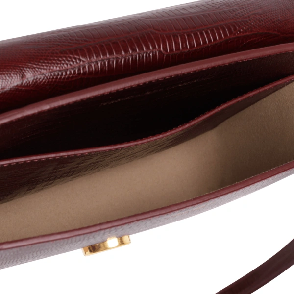 Ateliers Auguste Mini Monceau in Burgundy Lizard-Embossed Leather Mini Bag, view 4