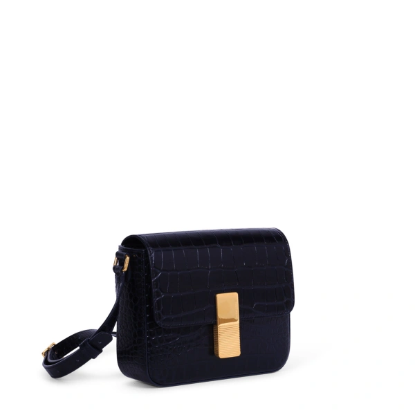 Ateliers Auguste Mini Monceau in Midnight Blue Croco-Embossed Leather Mini Bag, view 2