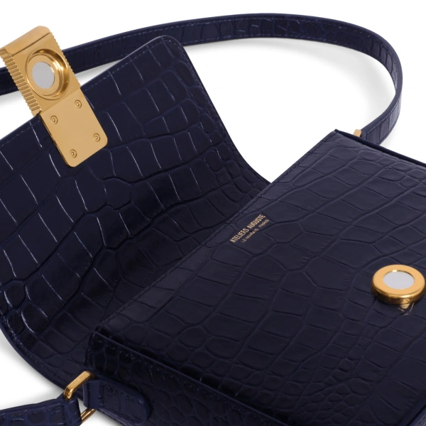 Ateliers Auguste Mini Monceau in Midnight Blue Croco-Embossed Leather Mini Bag, view 3
