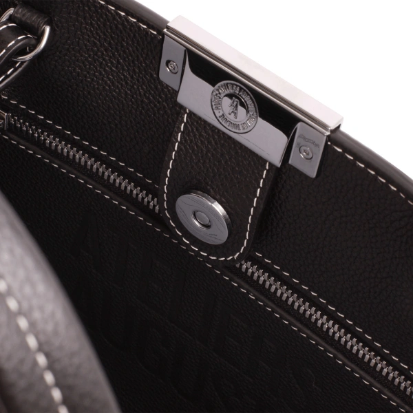 Ateliers Auguste Mini Sévigné Silver Edition in Black Pebble Leather Small Tote Bag, view 3