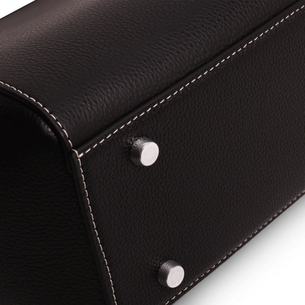 Ateliers Auguste Mini Sévigné Silver Edition in Black Pebble Leather Small Tote Bag, view 5
