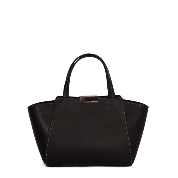 Ateliers Auguste Mini Sévigné Silver Edition in Black Pebble Leather Small Tote Bag