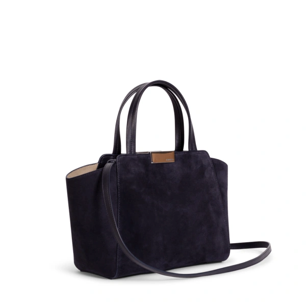 Ateliers Auguste Mini Sévigné Silver Edition in Midnight Blue Suede Small Tote Bag, view 2