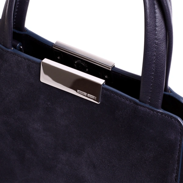 Ateliers Auguste Mini Sévigné Silver Edition in Midnight Blue Suede Small Tote Bag, view 3