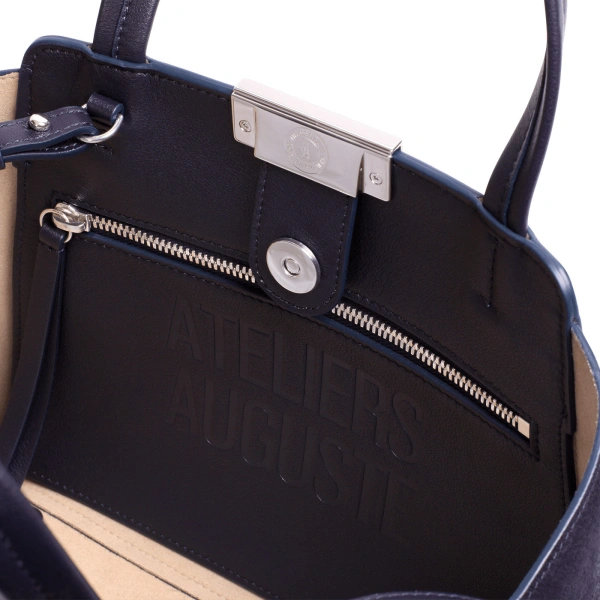 Ateliers Auguste Mini Sévigné Silver Edition in Midnight Blue Suede Small Tote Bag, view 4