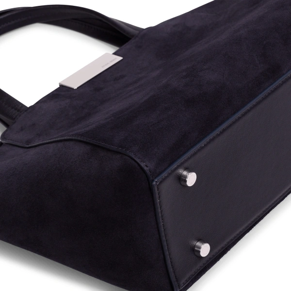Ateliers Auguste Mini Sévigné Silver Edition in Midnight Blue Suede Small Tote Bag, view 5