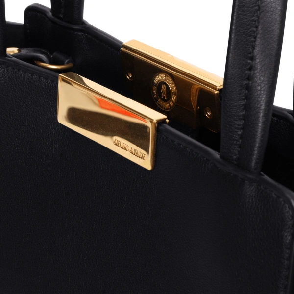 Ateliers Auguste Mini Sévigné in Black Smooth Leather Small Tote Bag, view 4