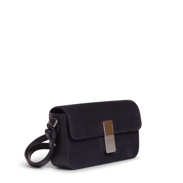 Ateliers Auguste Monceau Baguette Silver Edition in Midnight Blue Suede Baguette Bag, view 2