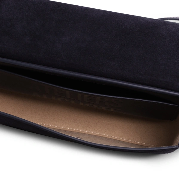 Ateliers Auguste Monceau Baguette Silver Edition in Midnight Blue Suede Baguette Bag, view 4