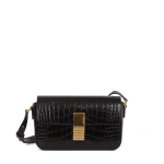 Ateliers Auguste Monceau Baguette in Black Croco-Embossed Leather Baguette Bag