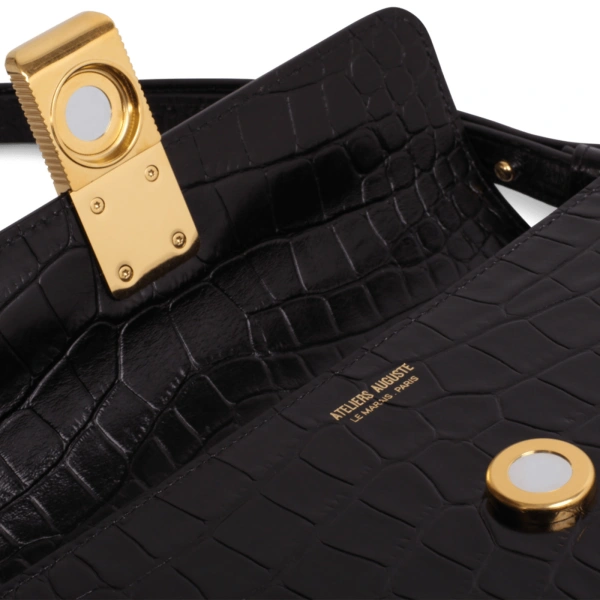 Ateliers Auguste Monceau Baguette in Black Croco-Embossed Leather Baguette Bag, view 4