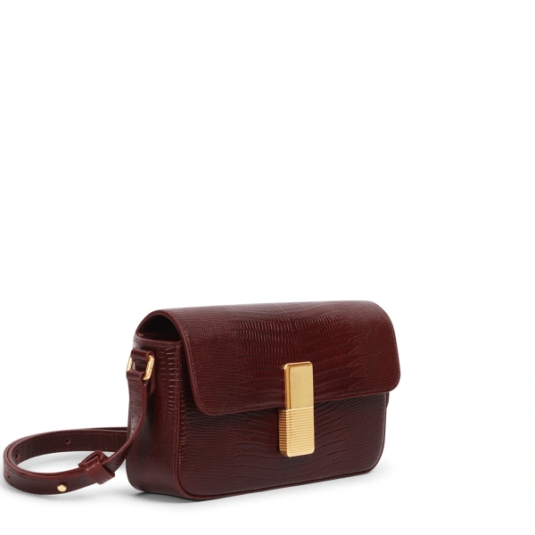 Ateliers Auguste Monceau Baguette in Burgundy Lizard-Embossed Leather Baguette Bag, view 2