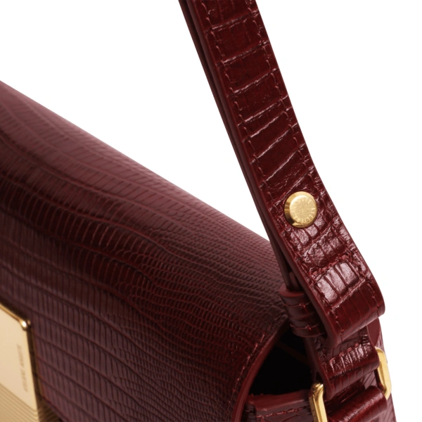 Ateliers Auguste Monceau Baguette in Burgundy Lizard-Embossed Leather Baguette Bag, view 3