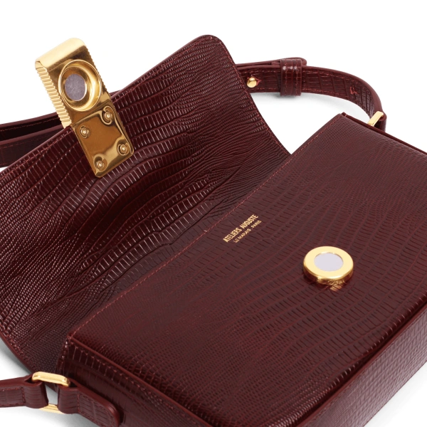 Ateliers Auguste Monceau Baguette in Burgundy Lizard-Embossed Leather Baguette Bag, view 4