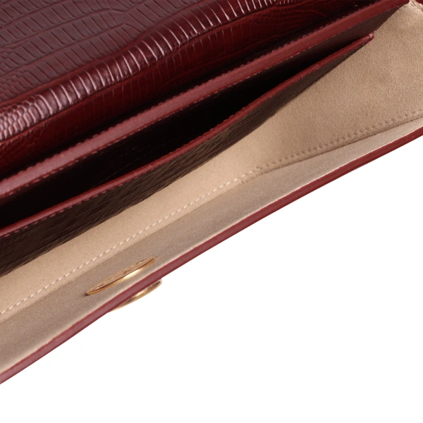 Ateliers Auguste Monceau Baguette in Burgundy Lizard-Embossed Leather Baguette Bag, view 5