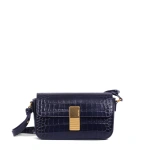 Ateliers Auguste Monceau Baguette in Midnight Blue Croco-Embossed Leather Baguette Bag