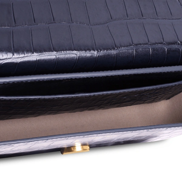Ateliers Auguste Monceau Baguette in Midnight Blue Croco-Embossed Leather Baguette Bag, view 4