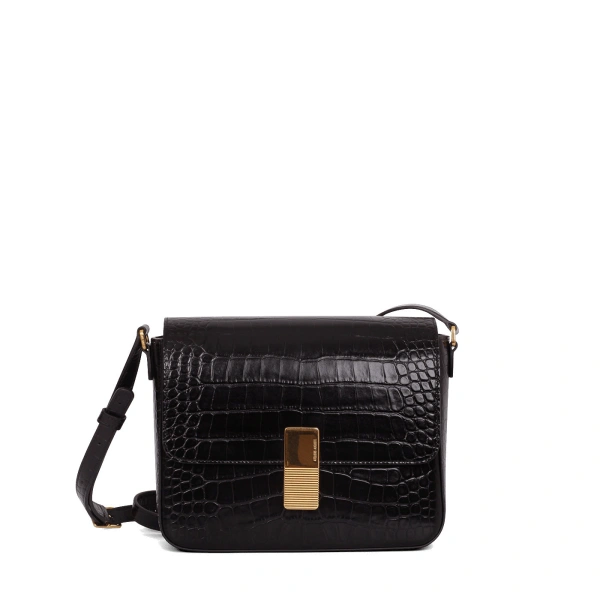 Monceau in Black Croco-Embossed Leather