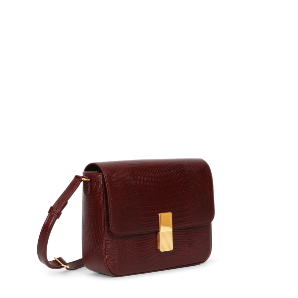 Ateliers Auguste Monceau in Burgundy Lizard-Embossed Leather Shoulder Bag, view 2
