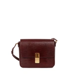 Ateliers Auguste Monceau in Burgundy Lizard-Embossed Leather Shoulder Bag