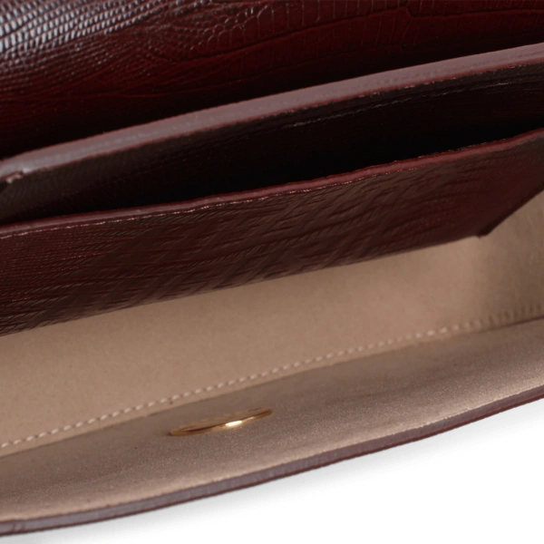 Ateliers Auguste Monceau in Burgundy Lizard-Embossed Leather Shoulder Bag, view 4