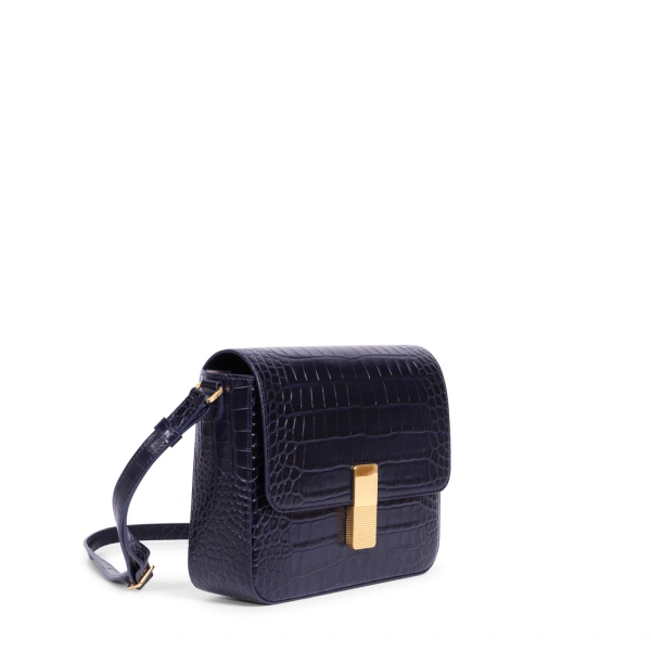 Ateliers Auguste Monceau in Midnight Blue Croco-Embossed Leather Shoulder Bag, view 2