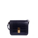 Ateliers Auguste Monceau in Midnight Blue Croco-Embossed Leather Shoulder Bag